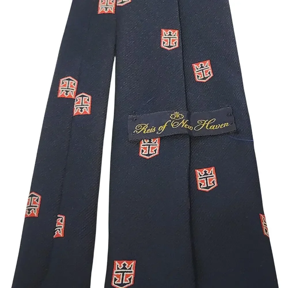 Reis Of New Haven Tie Mens Blue Logo Geometric Classic Necktie One Size